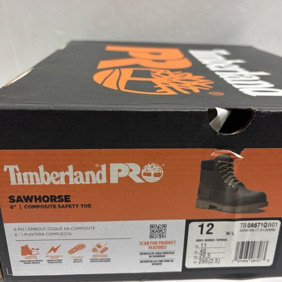 Timberland Pro Men\'s Sawhorse 6” Composite Toe Work Boots, Size 12 Wide